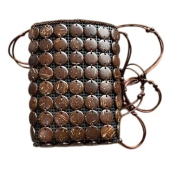 Handcrafted Coconut Shell Beaded Crossbody Bag With Floral Embellishments  Adjus - Picture 2 of 6